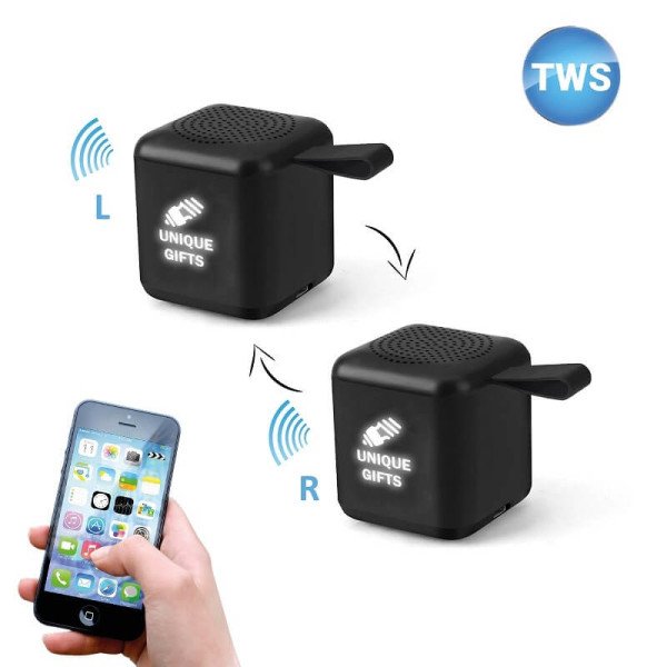 Set 2 kusov mini cube bluetooth reproduktorov s TWS funkciou