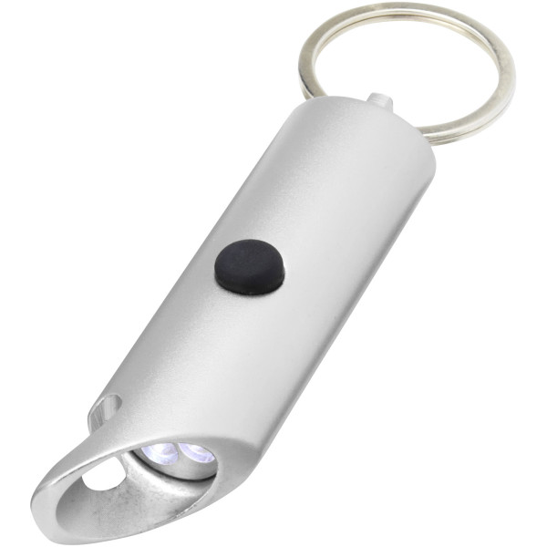 Svetlo z recyklovaného hliníka Flare IPX LED s otvárač na fľaše a kľúčenkou