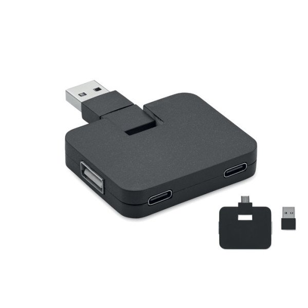 Štvorportový 2.0 USB rozbočovač SQUARE-C