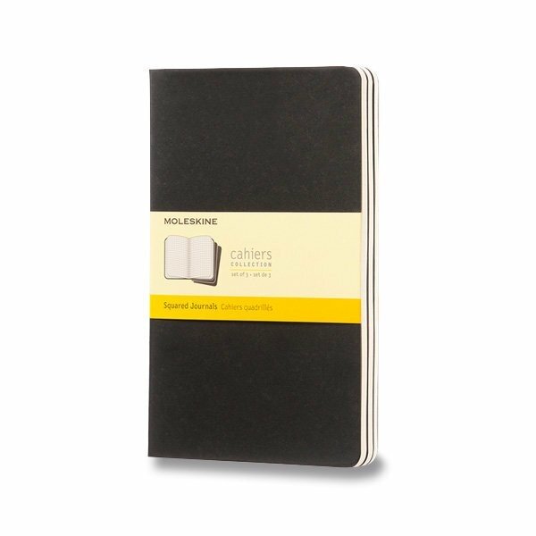 Zošity Moleskine Cahier - tvrdé dosky L, štvorčekový, 3 ks