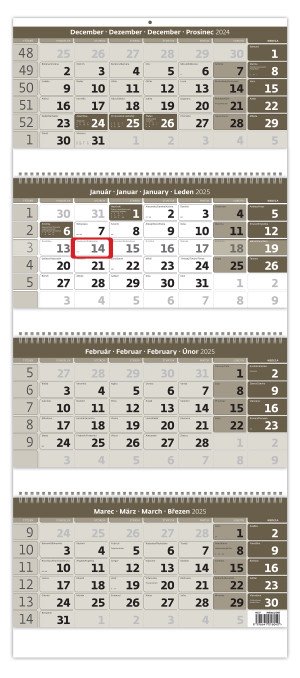 Štvormesačný kalendár so špirálou a s menným kalendáriom - Reklamnepredmety