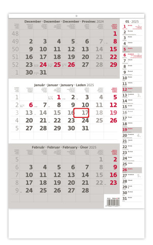 Trojmesačný kalendár šedý s poznámkami - Reklamnepredmety