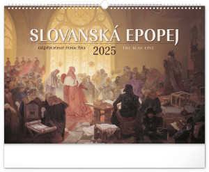 Nástenný kalendár Slovanská epopeja – Alfons Mucha 2025, 48 × 33 cm - Reklamnepredmety