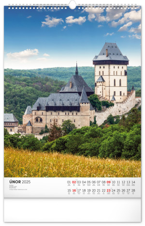 Nástenný kalendár Hrady a zámky CZ 2025, 33 × 46 cm - Reklamnepredmety