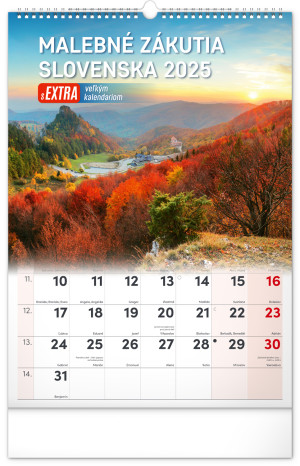 Nástenný kalendár Malebné zákutia Slovenska 2025 s extra velkým kalendáriom, 33 × 46 cm - Reklamnepredmety