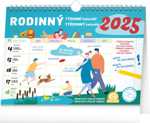 Týždenný rodinný plánovací kalendár s háčikom CZ/SK 2025, 30 × 21 cm - Reklamnepredmety