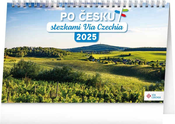 Stolový kalendár Okolo Česka chodníkmi Via Czechia 2025, CZ