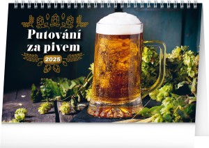 Stolový kalendár Putovanie za pivom 2025, CZ - Reklamnepredmety