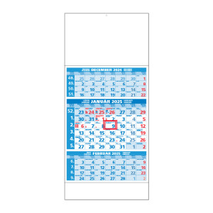 Plánovací kalendár ŠTANDARD 3M modrý 2025 - Reklamnepredmety
