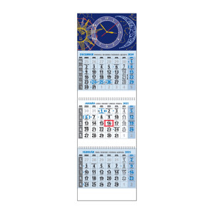 Plánovací kalendár KLASIK 3M modrý s hodinami 2025 - Reklamnepredmety