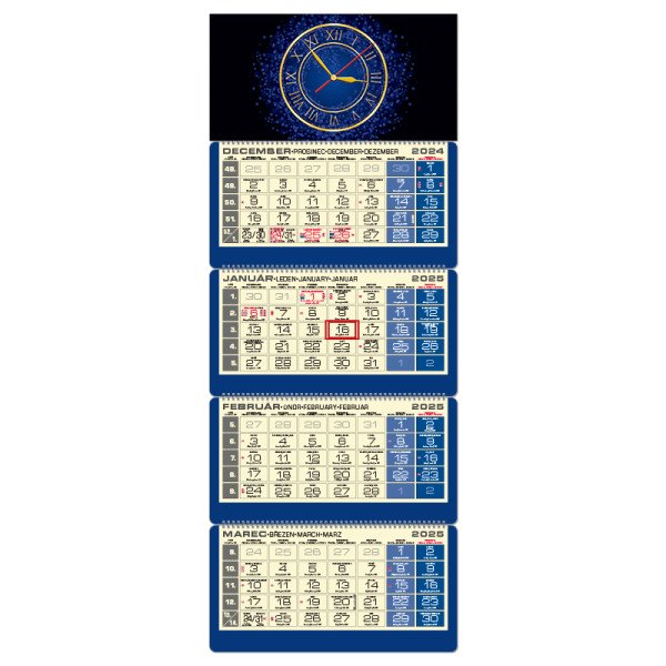 Plánovací kalendár LUXUS 4M modrý s hodinami 2025