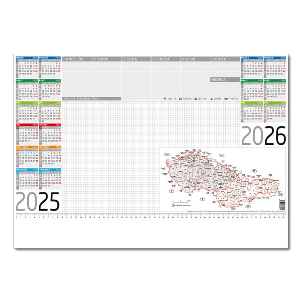 Podložka farebná s mapou 2025