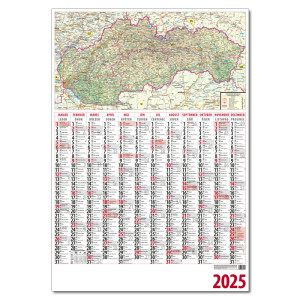 Plánovací kalendár s mapou 2025