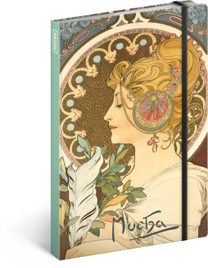 Notes Alfons Mucha – Pero, čistý, 13 × 21 cm - Reklamnepredmety