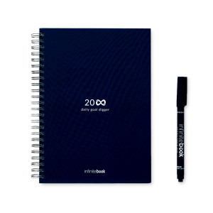 STARTER KIT INFINITE PLANNER A5. Sada obsahuje nekonečný diár A5, čistiacu súpravu, fixku a držiak na fixky - Reklamnepredmety