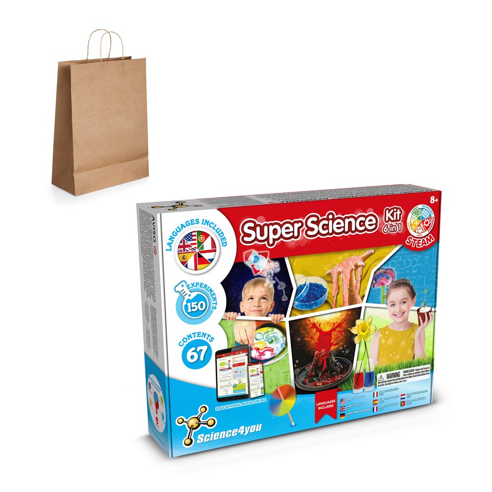 6 in 1 Super Science Kit III. Vzdelávacia hra pre deti dodáva sa s darčekovou taškou z kraftového papiera (115 g/m²)