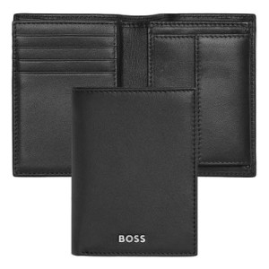 Card holder with flap and money pocket Classic Smooth Black - Reklamnepredmety