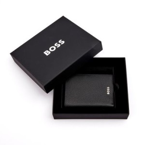 Card holder with flap and money pocket Classic Grained Black - Reklamnepredmety