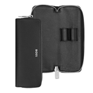 Zipped double pen case Classic Grained Black - Reklamnepredmety