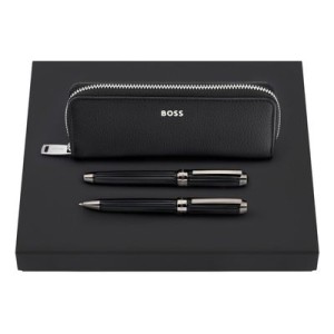 Set HUGO BOSS Black (ballpoint pen, fountain pen & case) - Reklamnepredmety