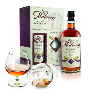 Malecon 15 Y.O., 40%, GLASS SET