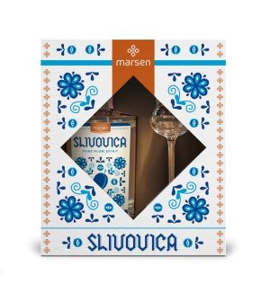 Darčekové balenie Slivovica Traditional 42% s pohárikom - Reklamnepredmety