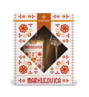 Darčekové balenie Marhuľovica Traditional 42% s pohárikom - Reklamnepredmety