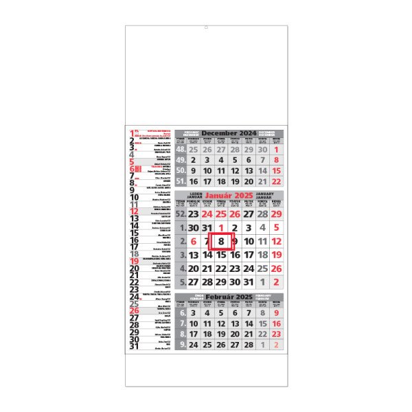 Plánovací kalendár ŠTANDARD 3M kombi 2025  Obrázok H
