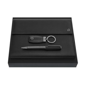 Set HUGO BOSS Black & Gun (ballpoint pen, folder A5 & key ring) - Reklamnepredmety