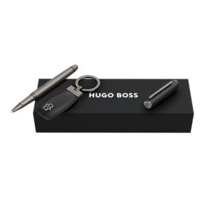 Set HUGO BOSS Black & Gun (rollerball pen & key ring) - Reklamnepredmety