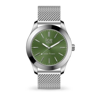 ICE steel solar Silver Green Milanese