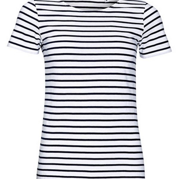 L01399 Women`s Round Neck Striped T-Shirt Miles