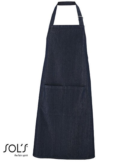 L02104 Denim Bib Apron "Grant" with Pocket