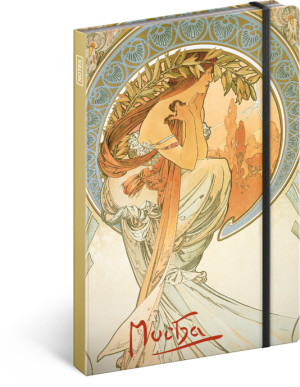 Notes Alfons Mucha, linajkovaný, 13 × 21 cm - Reklamnepredmety