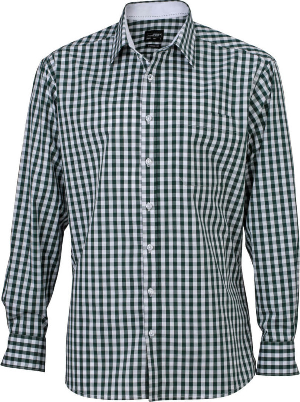 James & Nicholson | Pánska popelínová kockovaná košeľa s dlhým rukávom JN 617